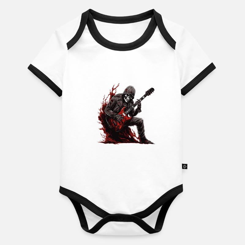 Gitarristen-tshirt E-Gitarren-Saiten Baby Bio-Kurzarm-Kontrastbody