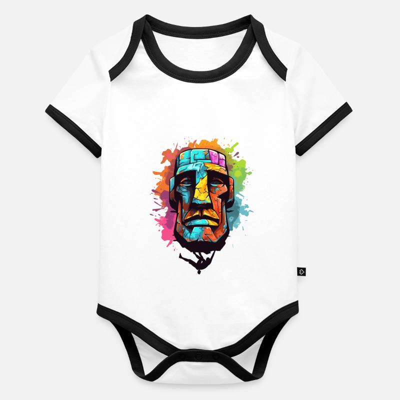 Moai Escalade Libre Oeuvre Tikki Escalade De Bloc Grimpeur Body Bébé bio contrasté manches courtes