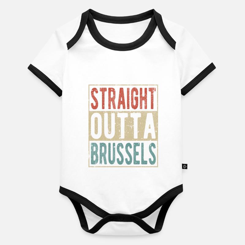 Direkt aus Brüssel Baby Bio-Kurzarm-Kontrastbody