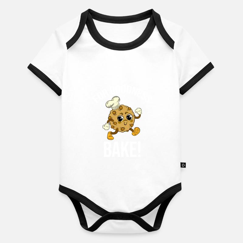 For heaven's sake, bake! Baking Puns Organic Baby Contrasting Bodysuit