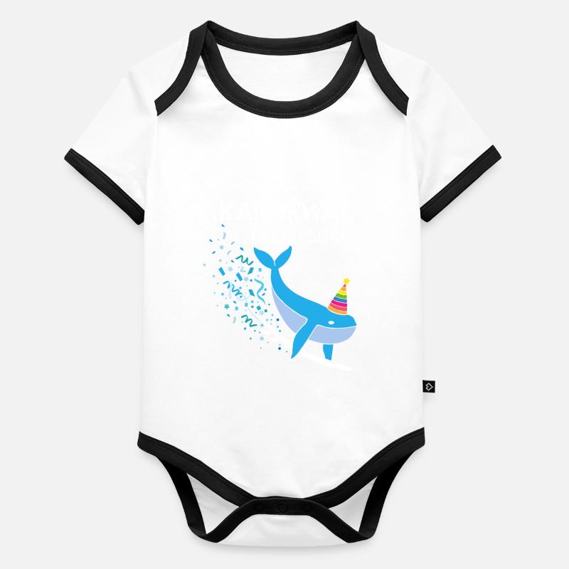 Carnaval, Confettis, Surf, Vacances à la plage, Planche de surf Body Bébé bio contrasté manches courtes