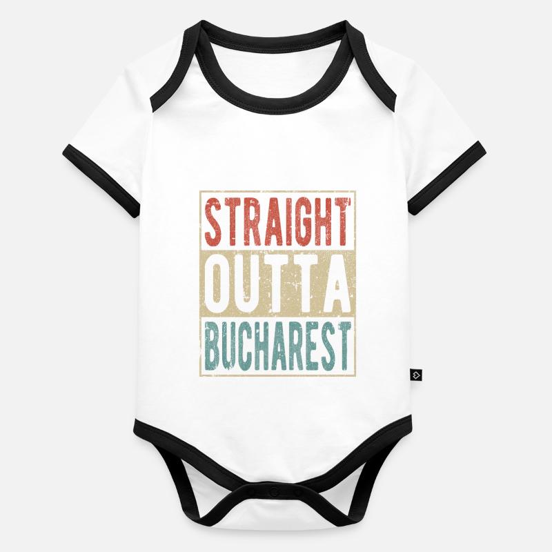 Tout droit sorti de Bucarest Body Bébé bio contrasté manches courtes