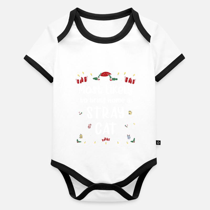 Am ehesten wird man Weihnachten mit einer streunenden Katze nach Hause bringen Baby Bio-Kurzarm-Kontrastbody