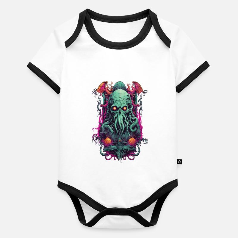 Gothic Cthulhu Dämon Halloween Monster Design Baby Bio-Kurzarm-Kontrastbody