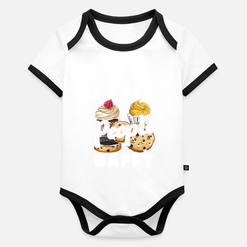 Bäcker Backen Ich Backe Menschen Glücklich Cupcake Keks Baby Bio-Kurzarm-Kontrastbody