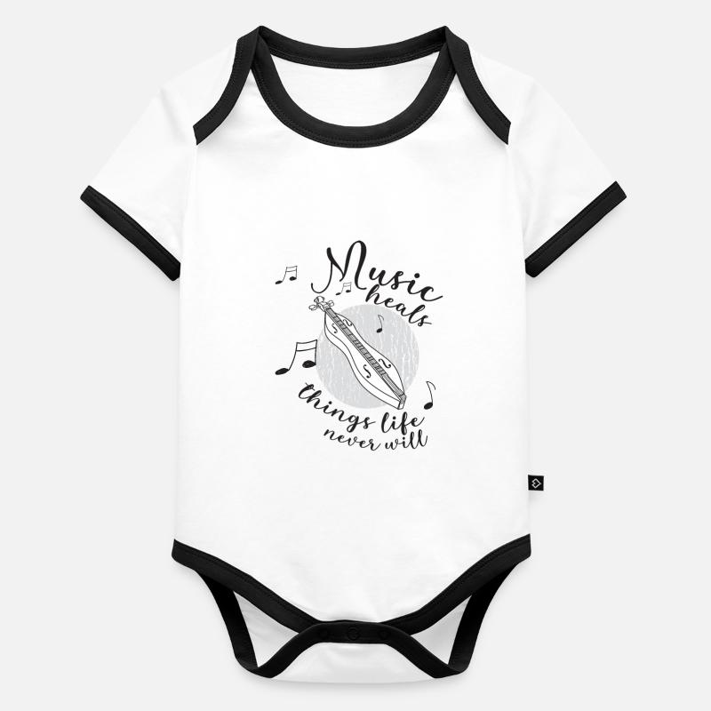 Dulcimer-Musiker Zupfinstrument Hammered Dulcimer Baby Bio-Kurzarm-Kontrastbody