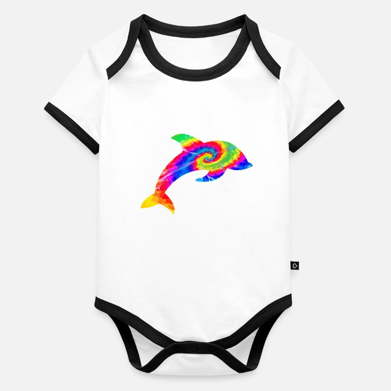 Dolphin Tie Dye Organic Baby Contrasting Bodysuit