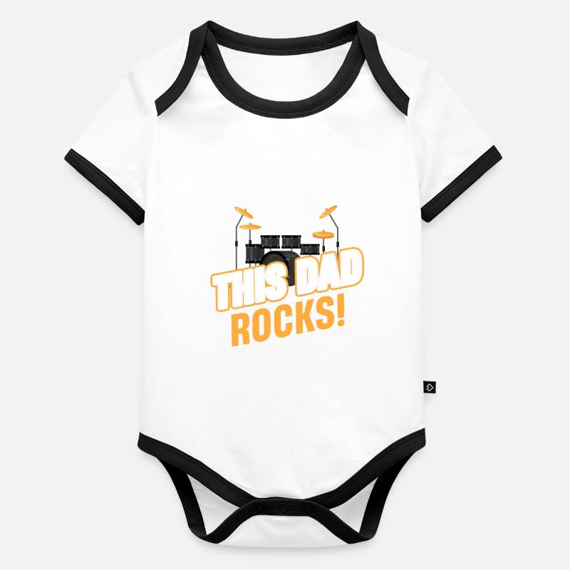 This daddy rocks! Funny drumming band, Organic Baby Contrasting Bodysuit