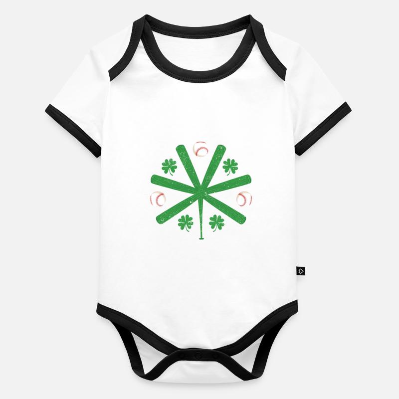 Drôle de batte de baseball Shamrock Shamrock Body Bébé bio contrasté manches courtes