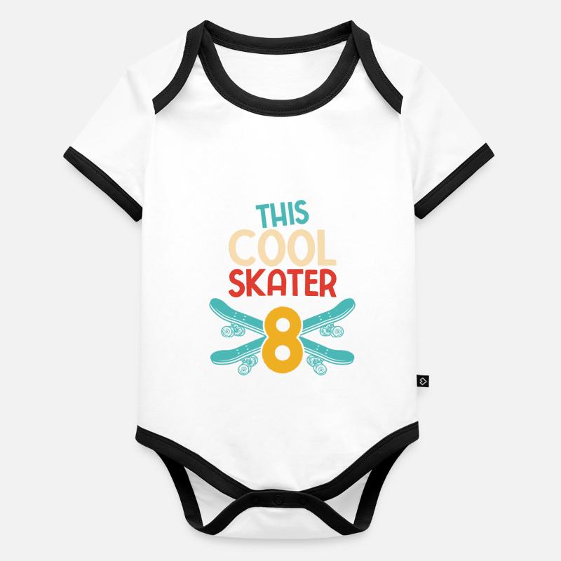Skateboard Skater 8e anniversaire cascade dire Kickf Body Bébé bio contrasté manches courtes