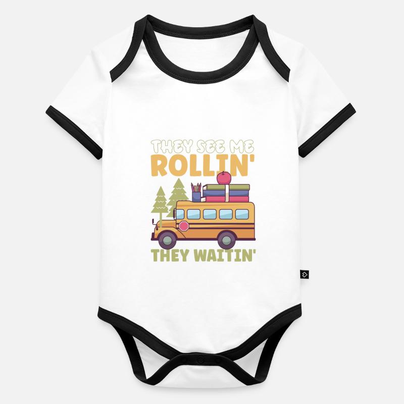 Funny School Bus Driver Appreciation anniversary Organic Baby Contrasting Bodysuit