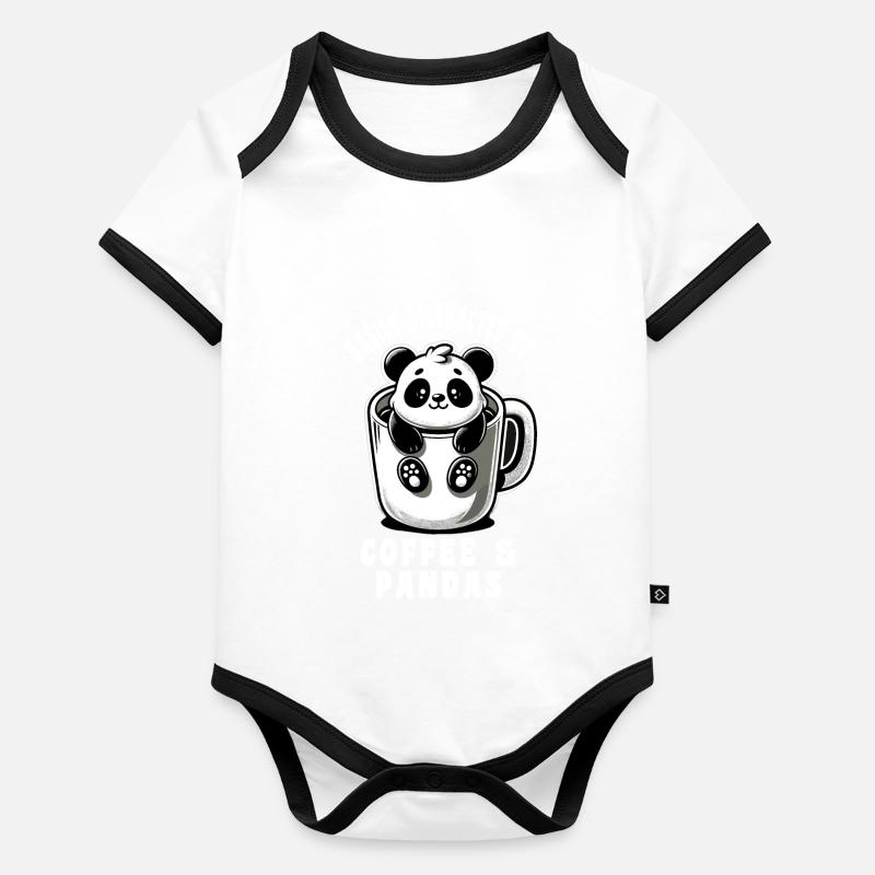 Pandas & Kaffee leicht ablenkbar Kaffee Panda Baby Bio-Kurzarm-Kontrastbody