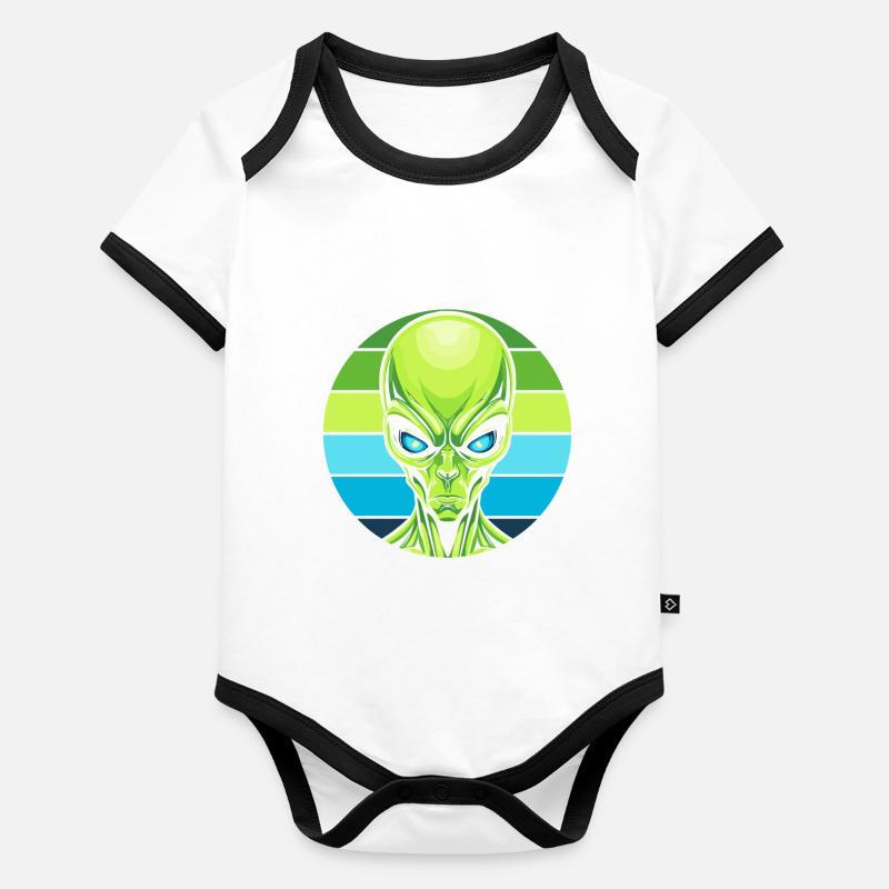Alien Außerirdischer Body Bébé bio contrasté manches courtes