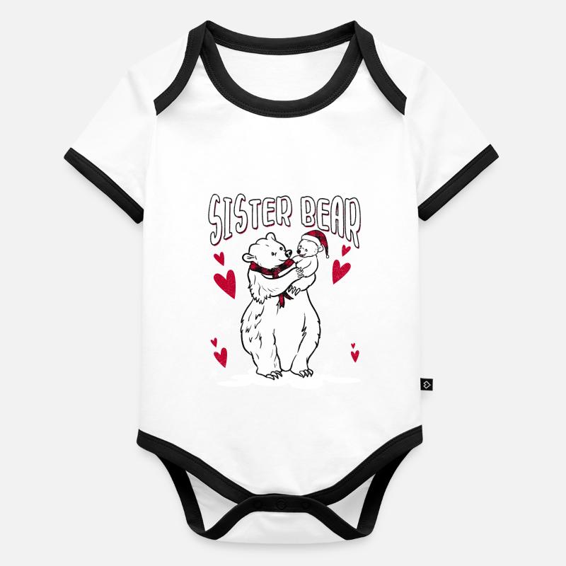 Sister Bear Baby Bio-Kurzarm-Kontrastbody