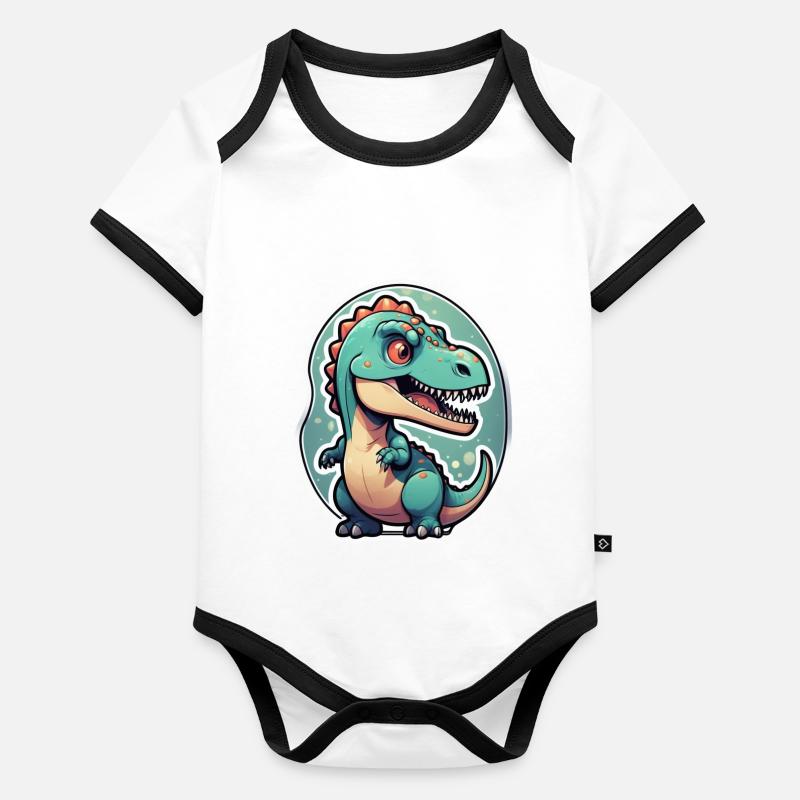 Karikatur-Dinosaurier Baby Bio-Kurzarm-Kontrastbody