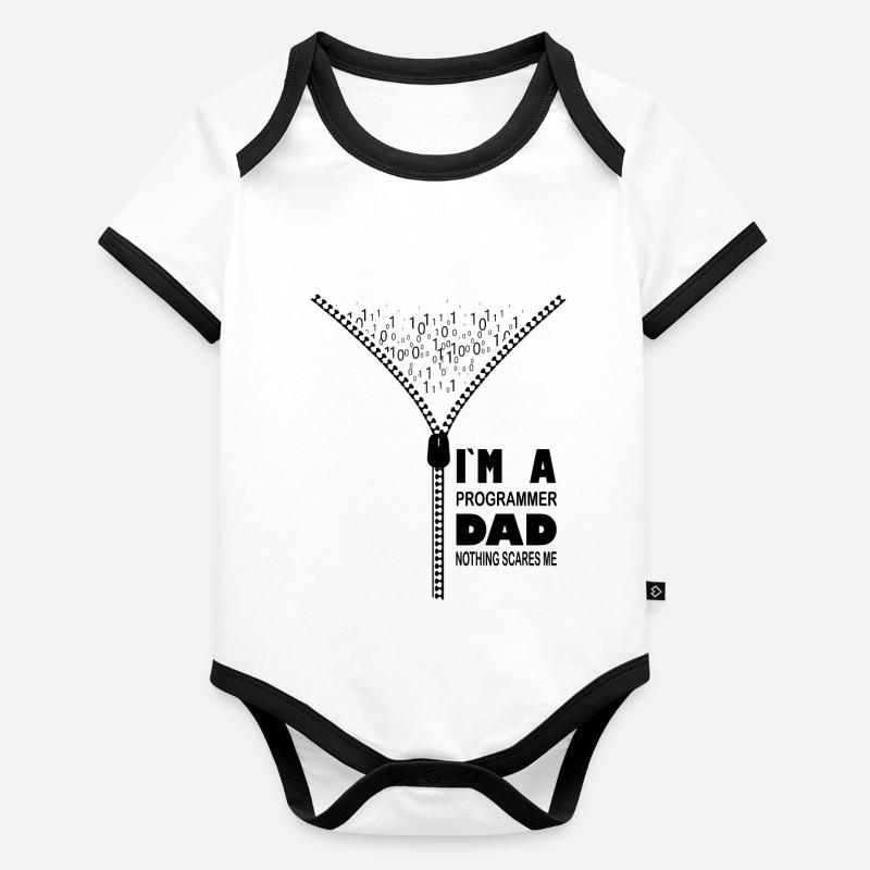 Je suis un papa programmeur, rien ne me fait peur Body Bébé bio contrasté manches courtes