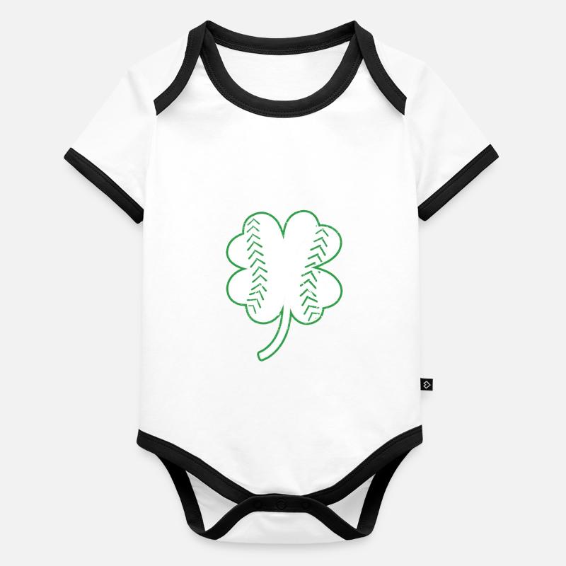 Baseball St Patrick’s Day Lucky Leaf Catcher Body Bébé bio contrasté manches courtes
