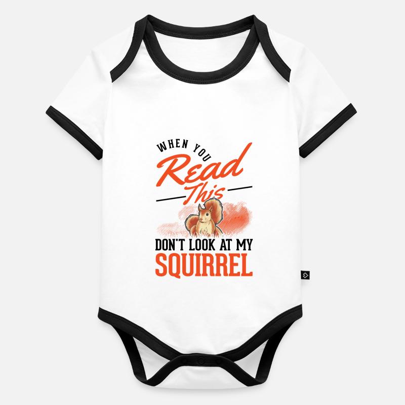 Écureuil cadeau écureuil gris Body Bébé bio contrasté manches courtes