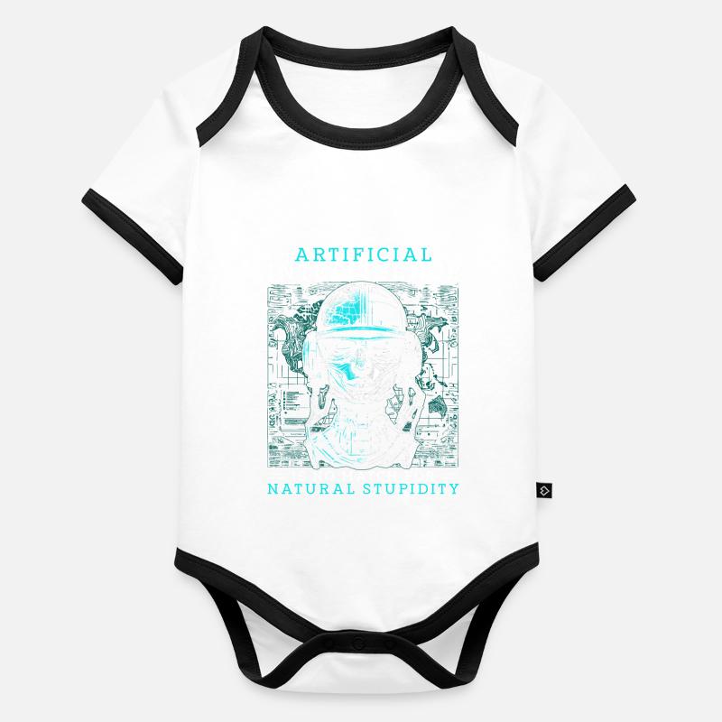 Artificial Intelligence Natural Stupidity Baby Bio-Kurzarm-Kontrastbody