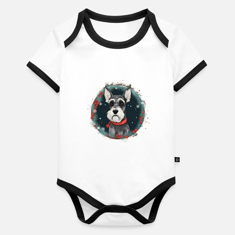 Zwergschnauzerhund Weihnachten, Liebeshunde Baby Bio-Kurzarm-Kontrastbody