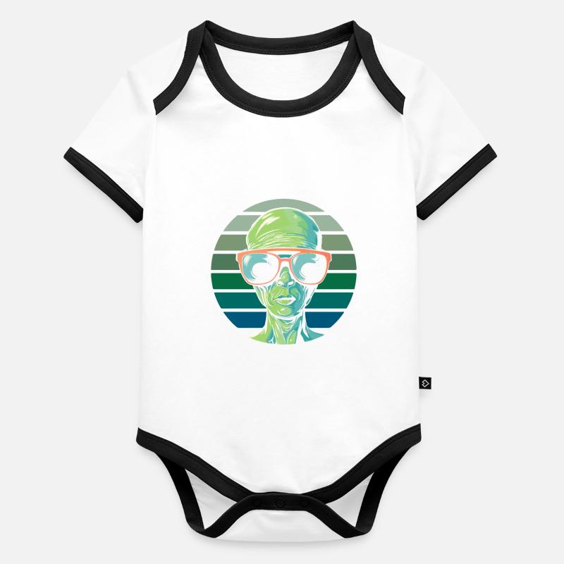 Alien Außerirdischer Body Bébé bio contrasté manches courtes