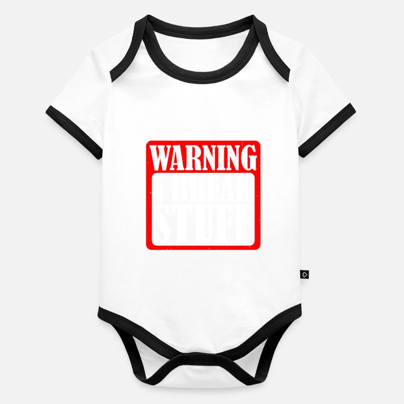 Attention je casse des trucs 5 Body Bébé bio contrasté manches courtes
