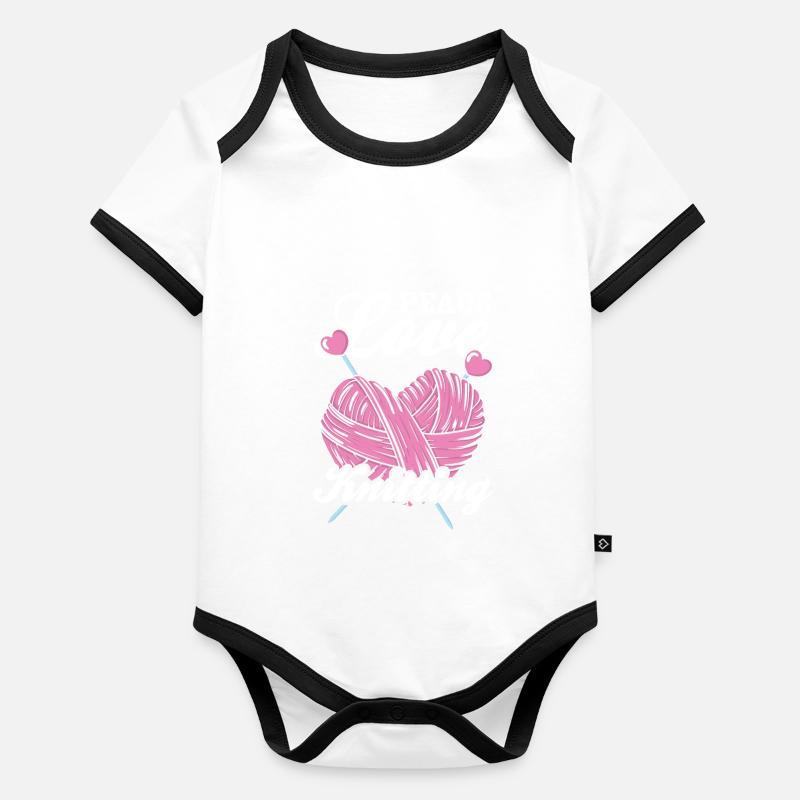 Peace Love Knitting Baby Bio-Kurzarm-Kontrastbody