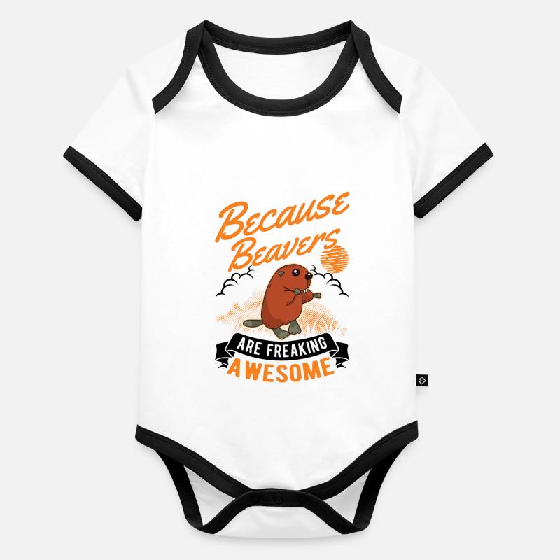 Beaver Gift Barrage de castors Body Bébé bio contrasté manches courtes