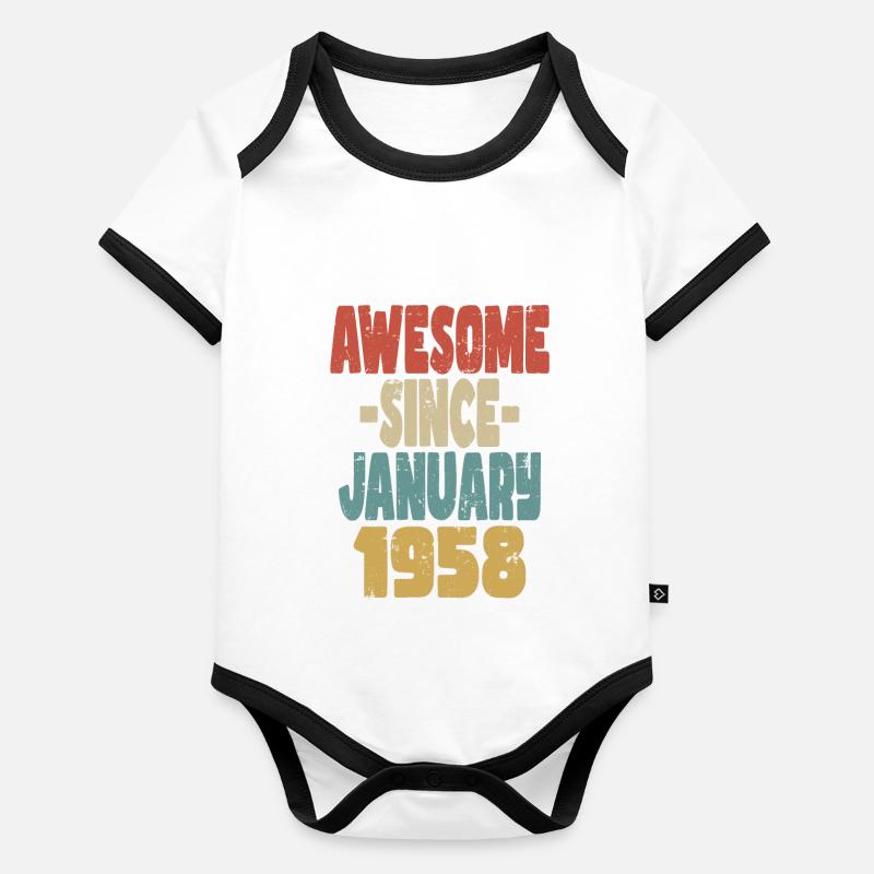 Génial janvier 1950 Body Bébé bio contrasté manches courtes