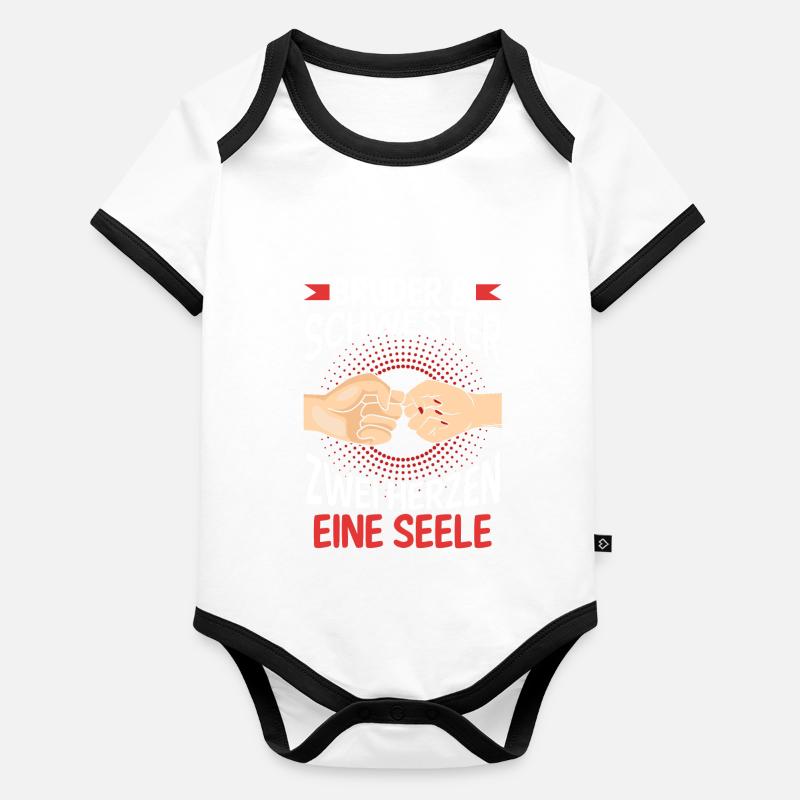 Geschwister Bruder und Schwester Baby Bio-Kurzarm-Kontrastbody