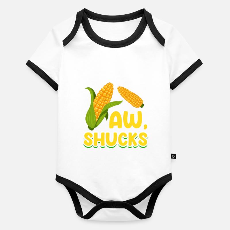 Aw, Shucks Corn Agricultural Root Crops Organic Baby Contrasting Bodysuit