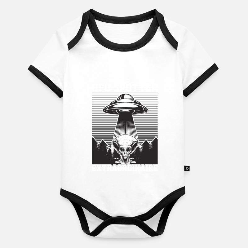 Alien, OVNI, UAP, Espace, Objet volant de l’espace Body Bébé bio contrasté manches courtes