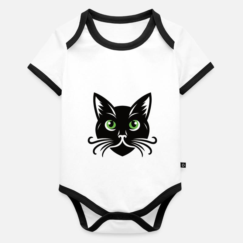 Black cat watching you, zooning out Organic Baby Contrasting Bodysuit