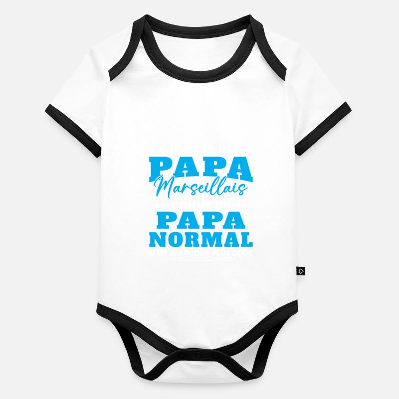 Je suis un Papa Marseillais Body Bébé bio contrasté manches courtes