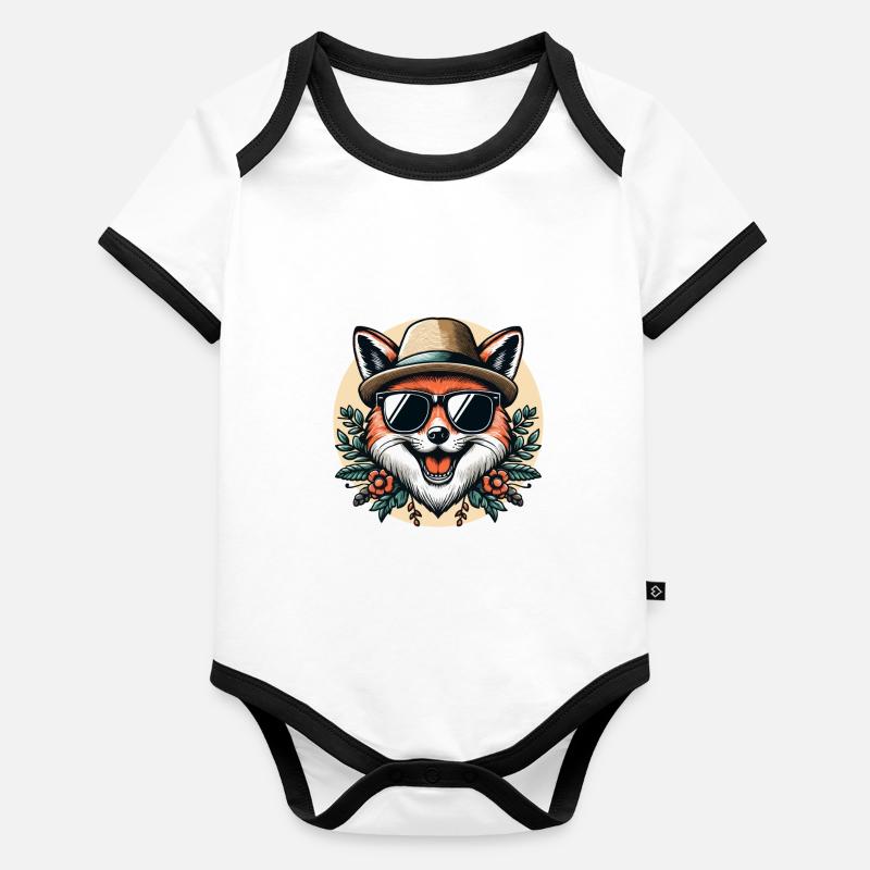 Stylischer Fuchs Baby Bio-Kurzarm-Kontrastbody