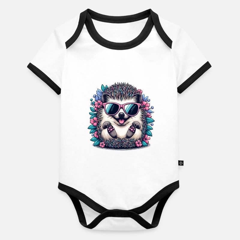 Hérisson coloré Body Bébé bio contrasté manches courtes