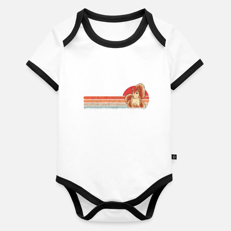 Eichhörnchen Écureuil rétro Body Bébé bio contrasté manches courtes