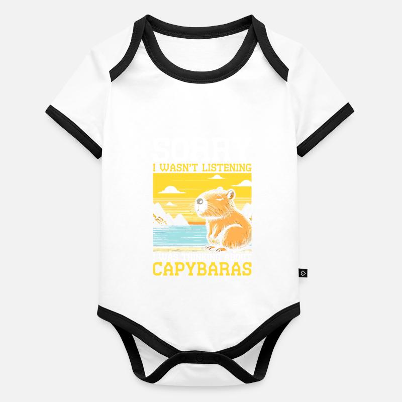 Thinking about Capybaras Organic Baby Contrasting Bodysuit