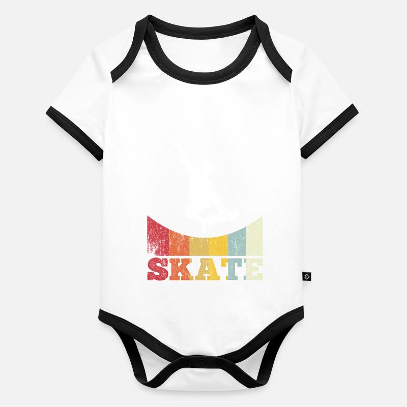 Skateboard Skateboarding Retro Boarder Stunt Fun S Baby Bio-Kurzarm-Kontrastbody