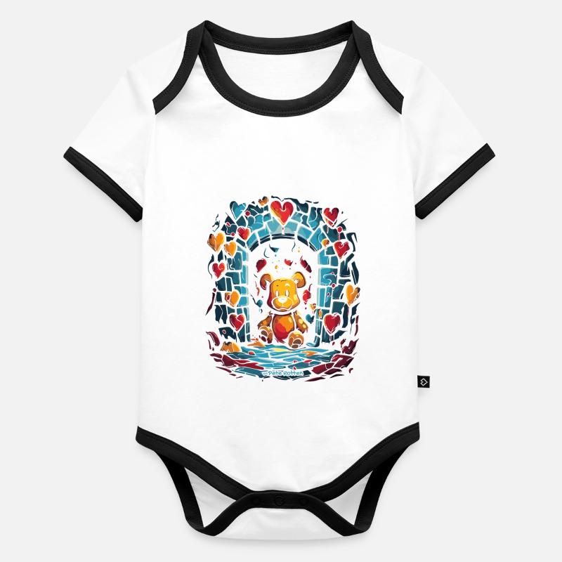 Ours en peluche dans le donjon de l’amour Body Bébé bio contrasté manches courtes