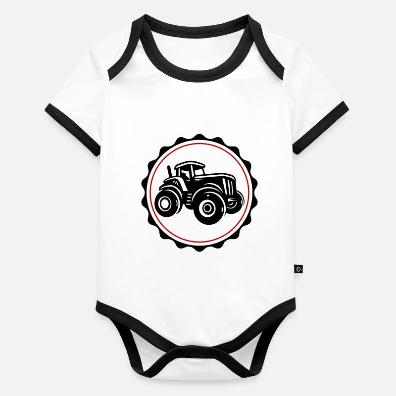 Traktor Landwirt Silhouette Baby Bio-Kurzarm-Kontrastbody