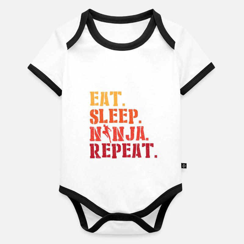 Manger Sommeil Ninja Répéter Shadow Warrior Ninja Body Bébé bio contrasté manches courtes