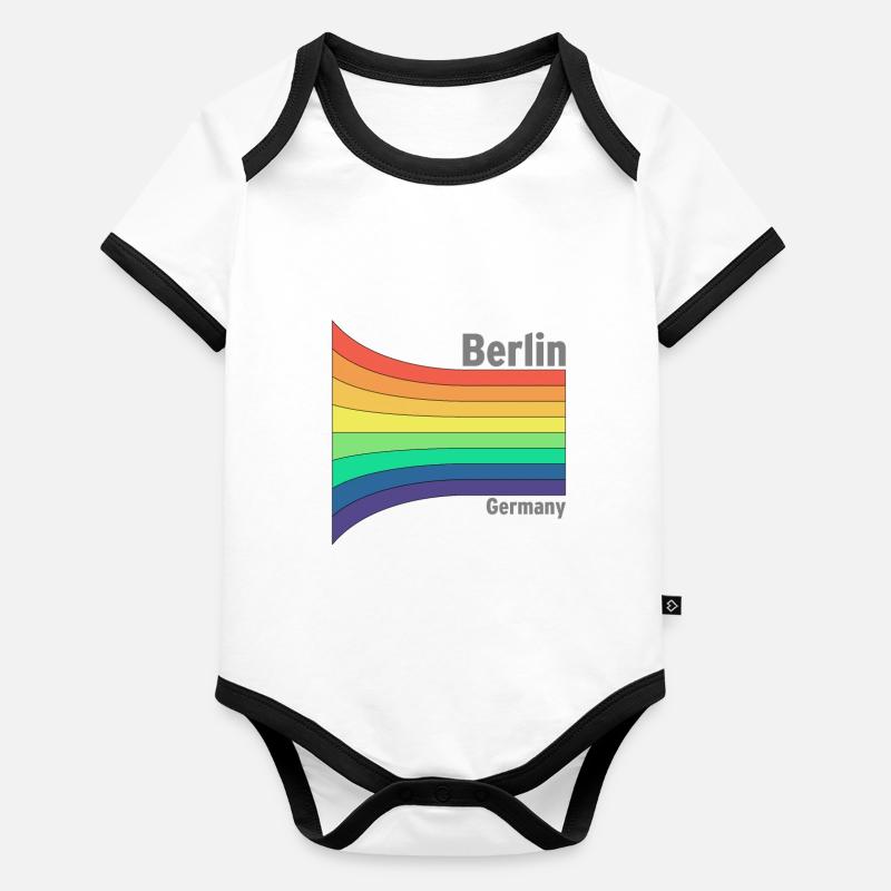Berlin Regenbogen Stolz Souvenir Mitbringsel Baby Bio-Kurzarm-Kontrastbody