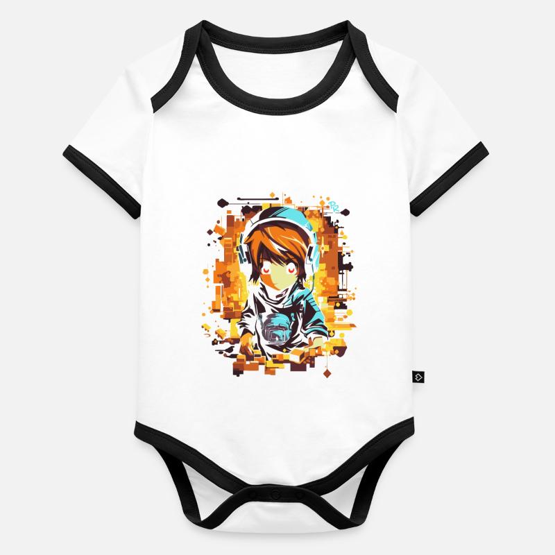 Anime Manga Gaming Kopfhörer Junge Baby Bio-Kurzarm-Kontrastbody