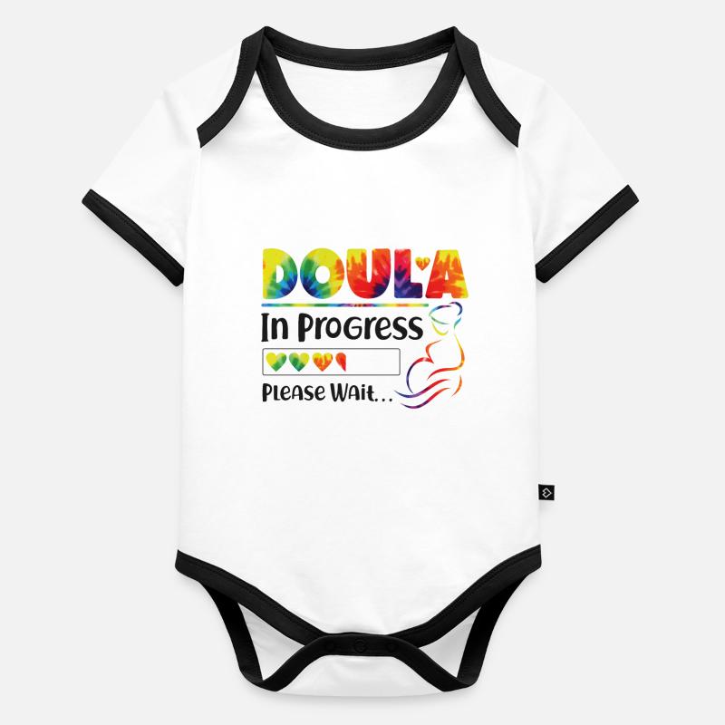 Doula Travailleuse à la naissance Doula étudiante Body Bébé bio contrasté manches courtes