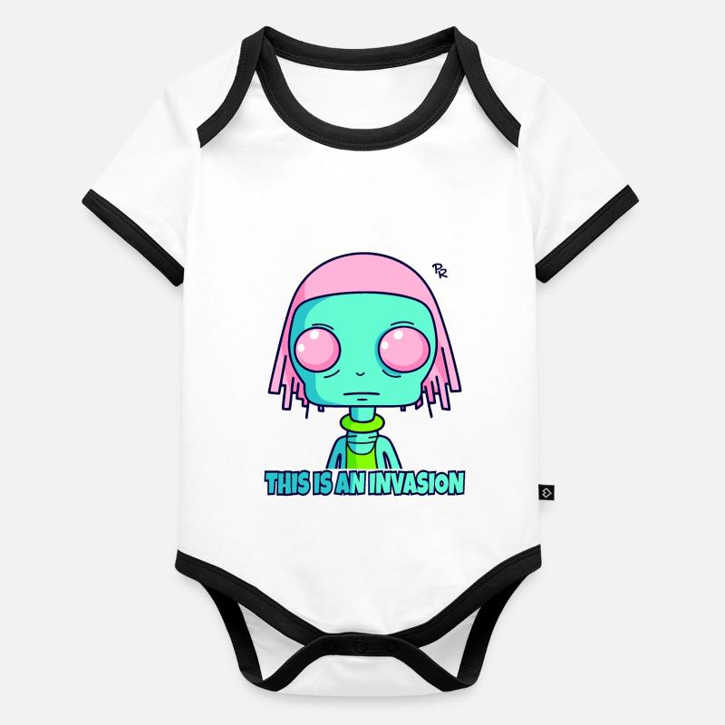 This Is An Invasion: Strange Cartoon Alien Organic Baby Contrasting Bodysuit