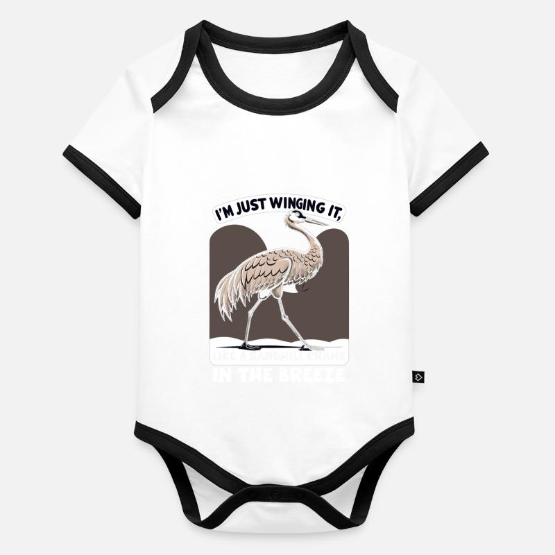 Sandhill Crane Lovers Bird Watching Organic Baby Contrasting Bodysuit