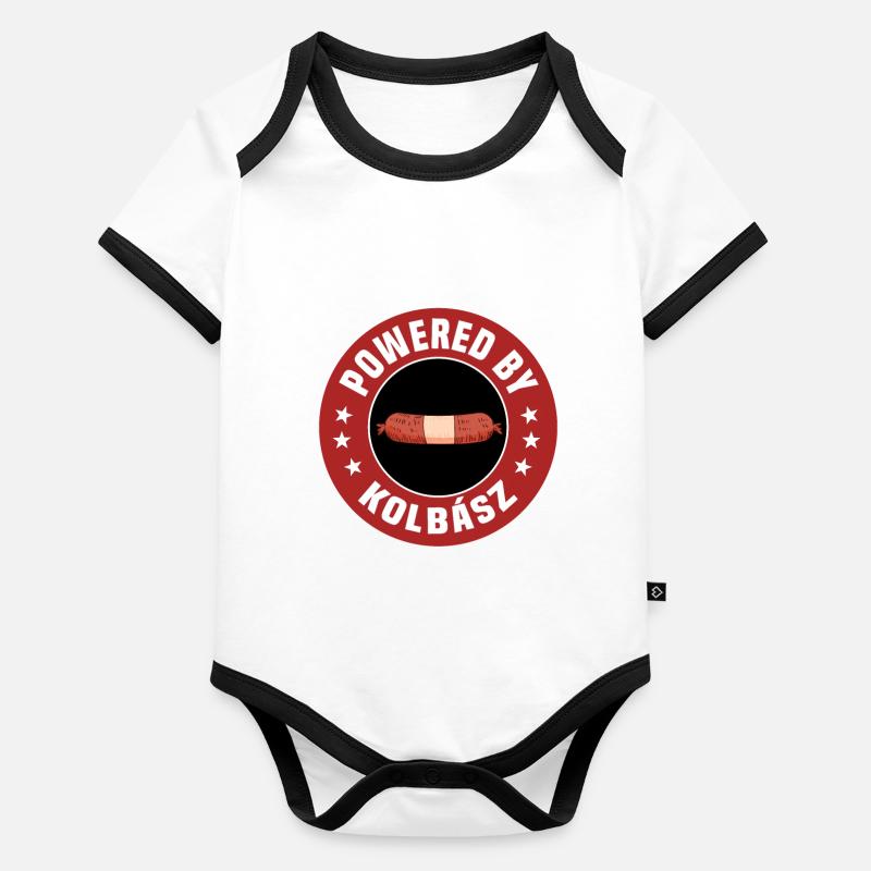 Powered By Kolbász Baby Bio-Kurzarm-Kontrastbody