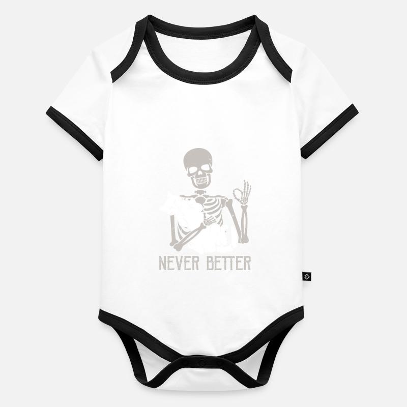 Never Better Skeleton Holding Cat Baby Bio-Kurzarm-Kontrastbody