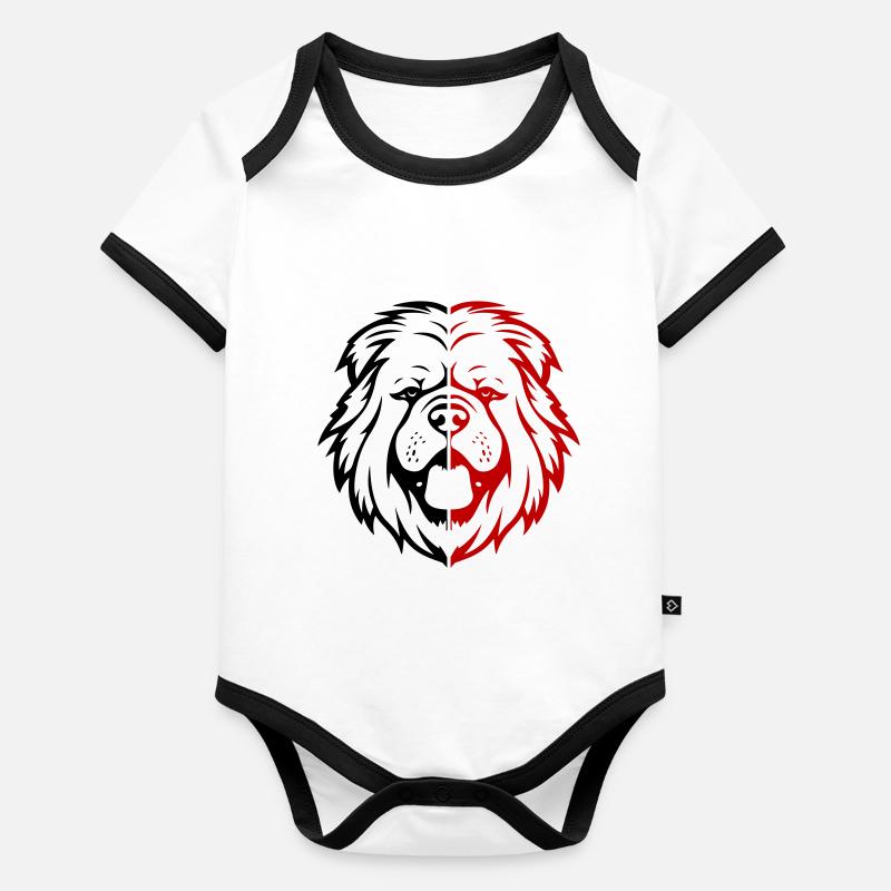 Chow Chow Hund Kopf Baby Bio-Kurzarm-Kontrastbody